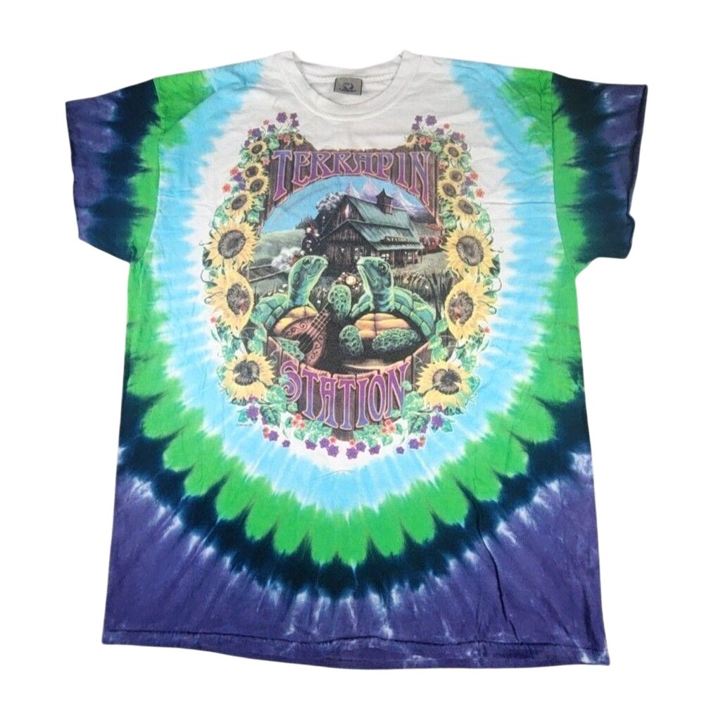 Grateful Dead Shirt Mens 2XL Tie Dye Liquid Blue Terrapin Station Graphic Tee